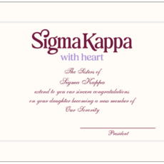 Official Parent Congratulations New Member Sigma Kappa