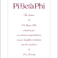 Official Parent Congratulation Initiation Pi Beta Phi