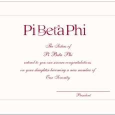 Official Parent Congratulations New Member Pi Beta Phi