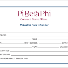 Potential New Member Information Cards Pi Beta Phi